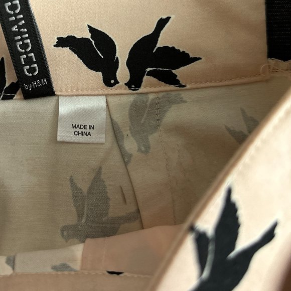 Divided Cream and Black Bird Print Mini Skirt - Picture 2 of 4